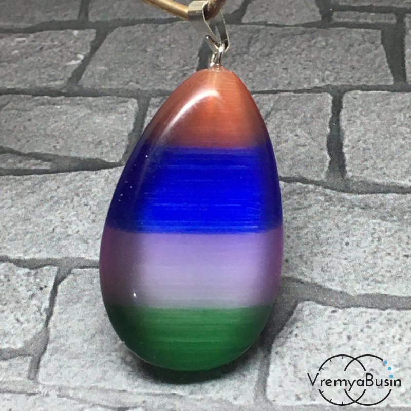 Подвеска кошачий глаз "Капля" 38х20 мм. (1 шт.)