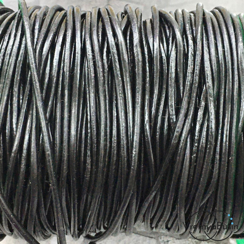Шнур кожаный цветной 2 мм, цв. чёрный     (1 м.)