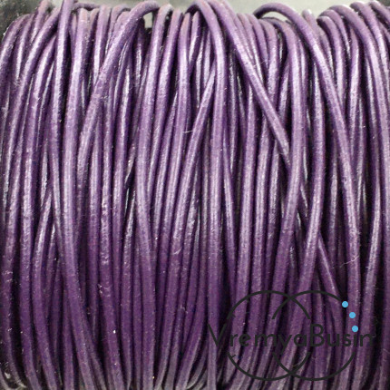 Шнур кожаный цветной 2 мм, цв. Фиолетовый   (1 м.)