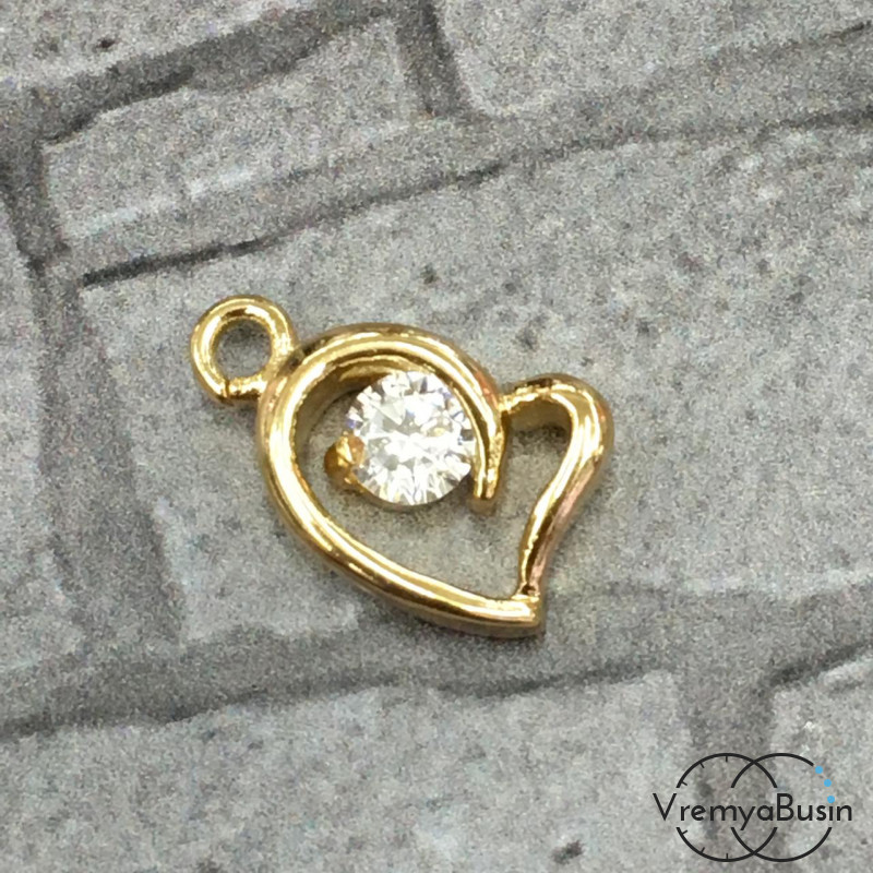 Подвеска с фианитами, латунь с позолотой (1 шт.)