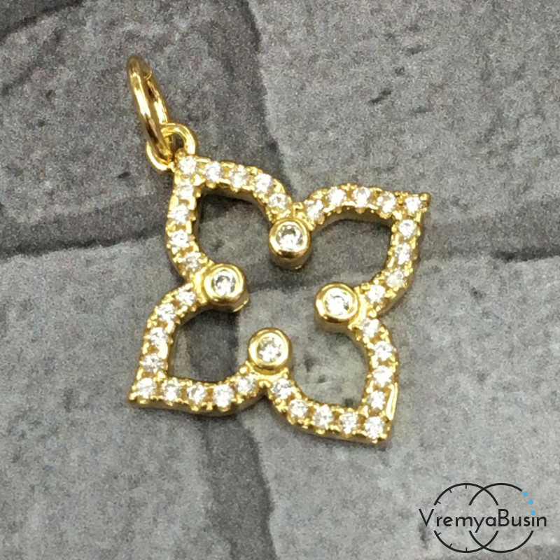 Подвеска с фианитами, латунь с позолотой (1 шт.)