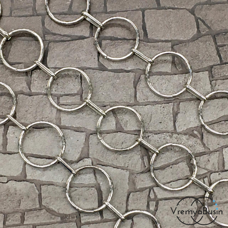 Цепочка металлическая крупная, латунь с родиевым покрытием (1/2 м.)