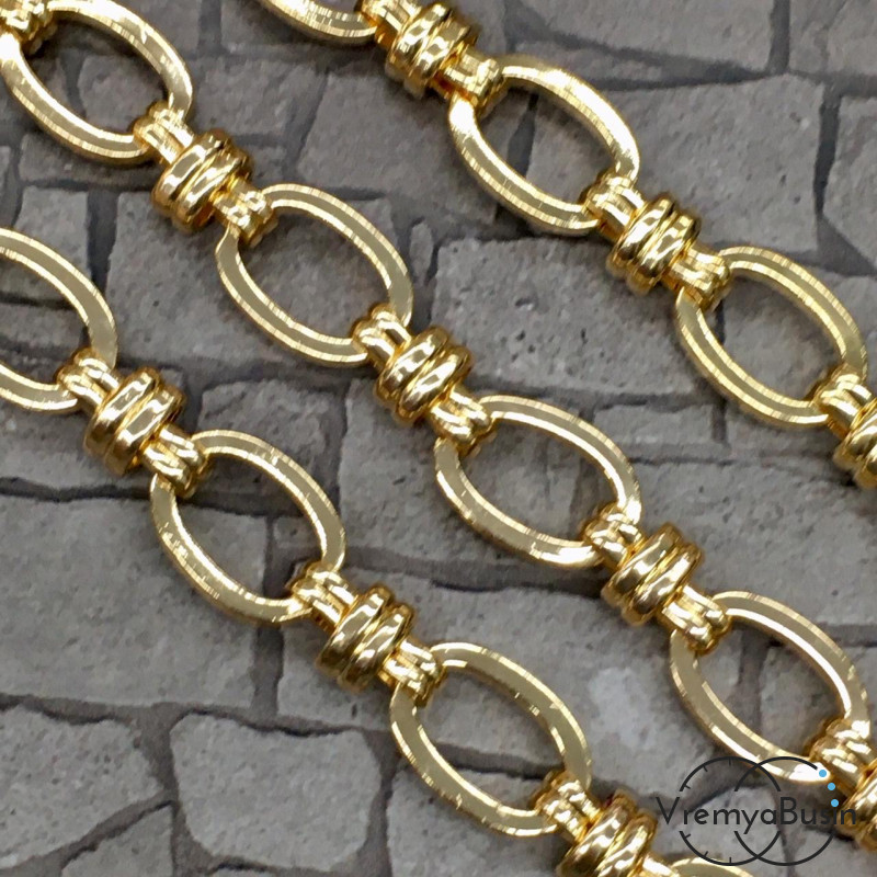 Цепочка металлическая крупная, латунь с позолотой (1/2 м.)