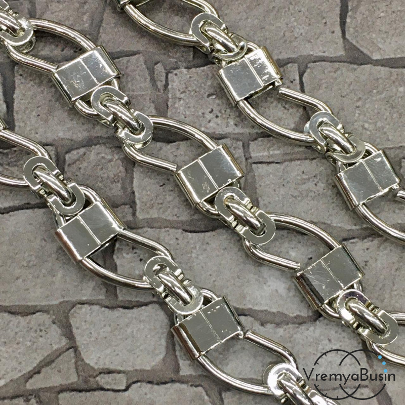 Цепочка металлическая крупная, латунь с родиевым покрытием (1/2 м.)