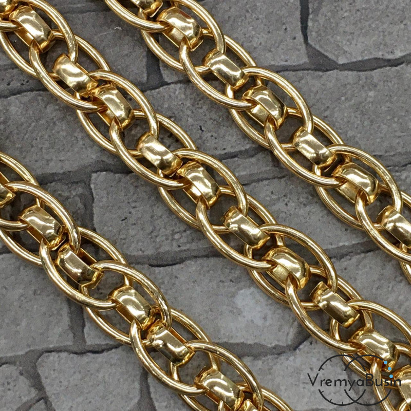 Цепочка металлическая крупная, латунь с позолотой (1/2 м.)