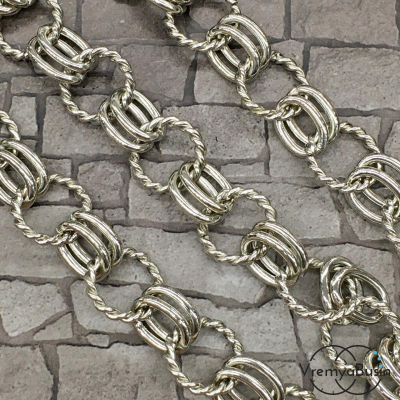 Цепочка металлическая крупная, латунь с родиевым покрытием (1/2 м.)