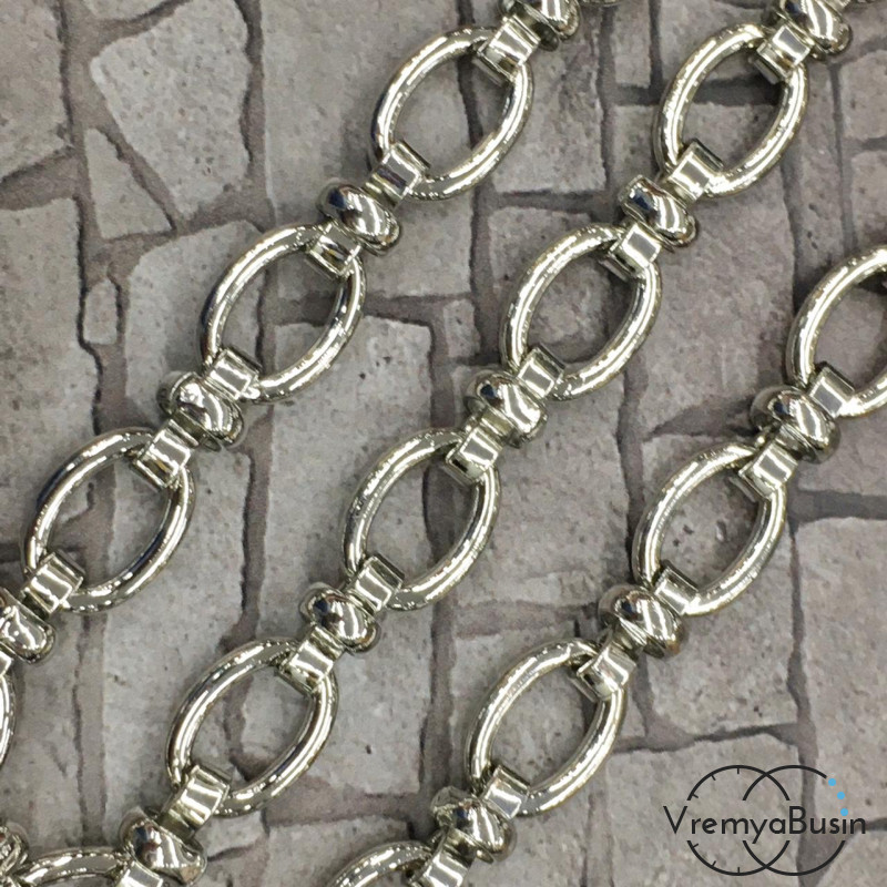 Цепочка металлическая крупная, латунь с родиевым покрытием (1/2 м.)