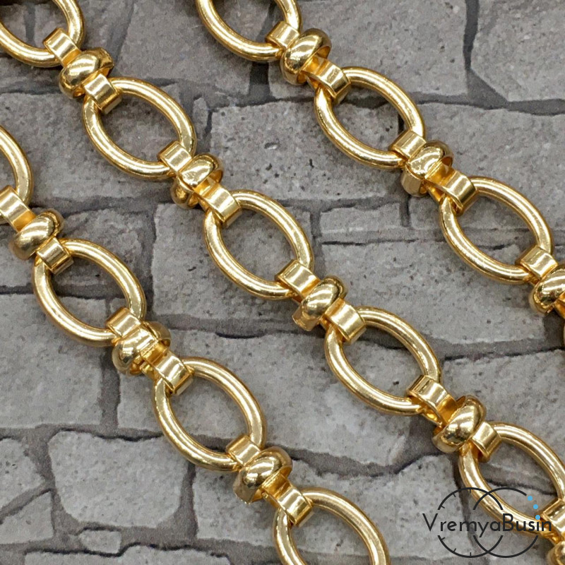 Цепочка металлическая крупная, латунь с позолотой (1/2 м.)