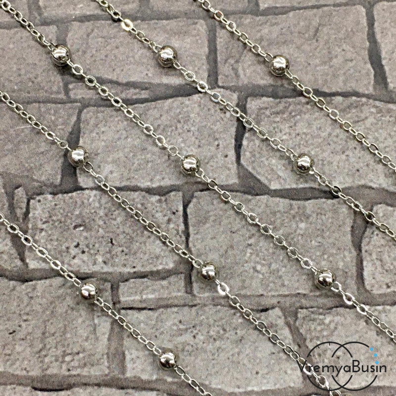 Цепочка металлическая в асс., латунь с родиевым покрытием (1 м.)