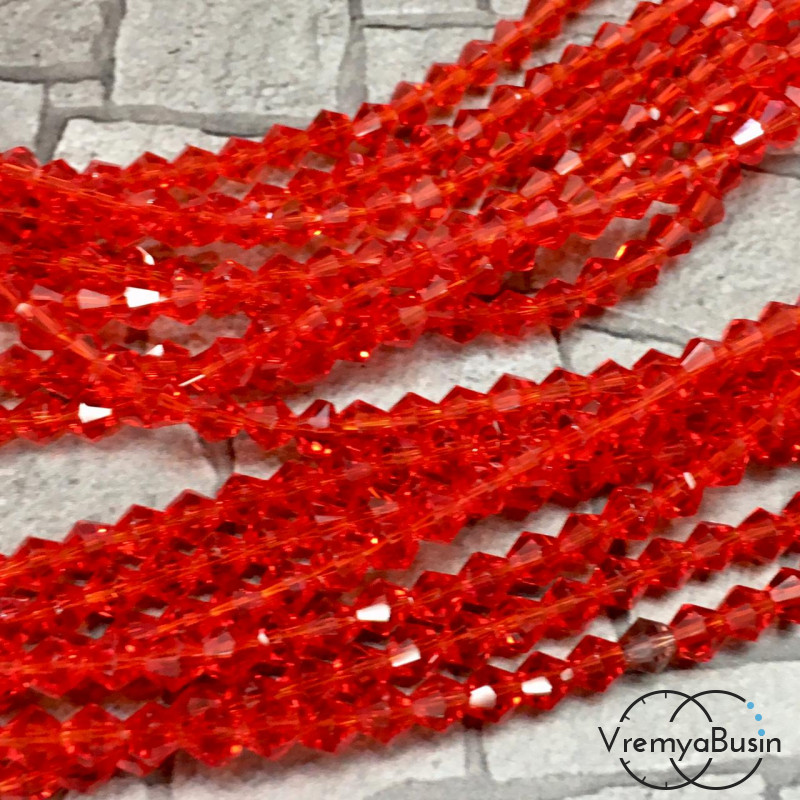 Бусины-биконусы из граненого стекла, 4 мм  (упак. 10 шт.)