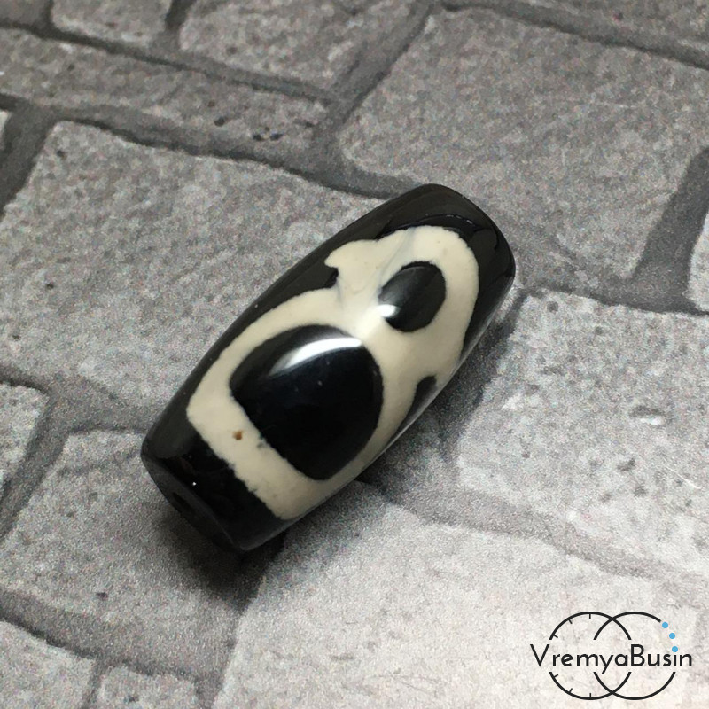 Тибетская бусина Дзи "Кубера", 12х25 мм (1 шт.)