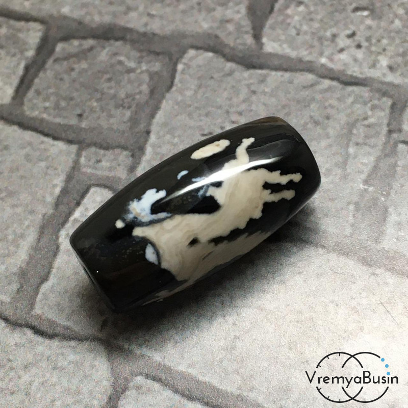 Тибетская бусина Дзи "Дракон", 12х25 мм (1 шт.)