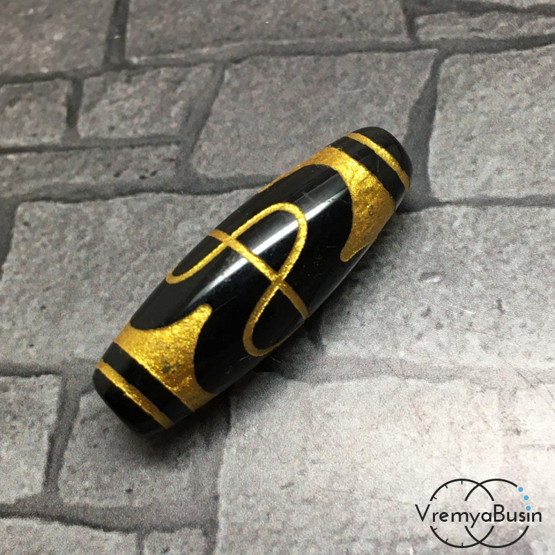 Тибетская бусина Дзи "Лошадь", 10х30 мм (1 шт.)