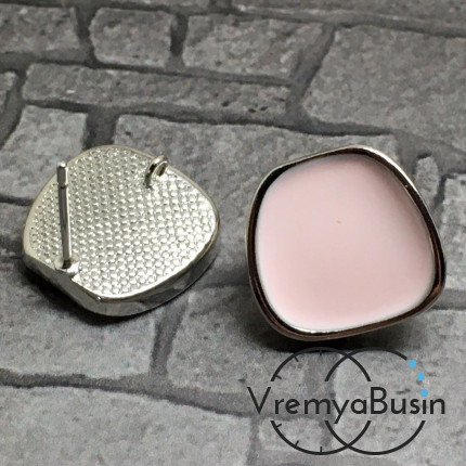 Швензы-гвоздики с эмалью цв. розовый, латунь с родиевым покрытием (1 пара)