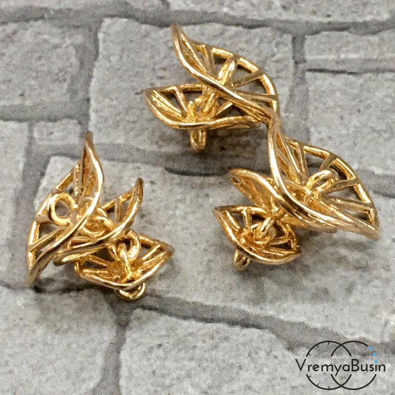 Коннектор "Волчок",  15х15  мм., латунь с позолотой (1 шт.)