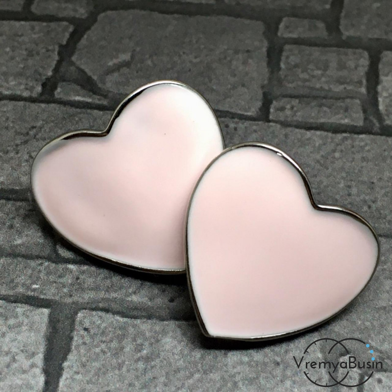 Швензы-гвоздики с эмалью цв. розовый, латунь с родиевым покрытием (1 пара)