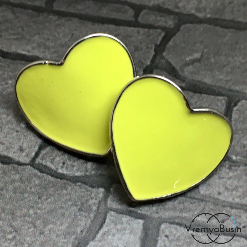 Швензы-гвоздики с эмалью цв. жёлтый, латунь с родиевым покрытием (1 пара)