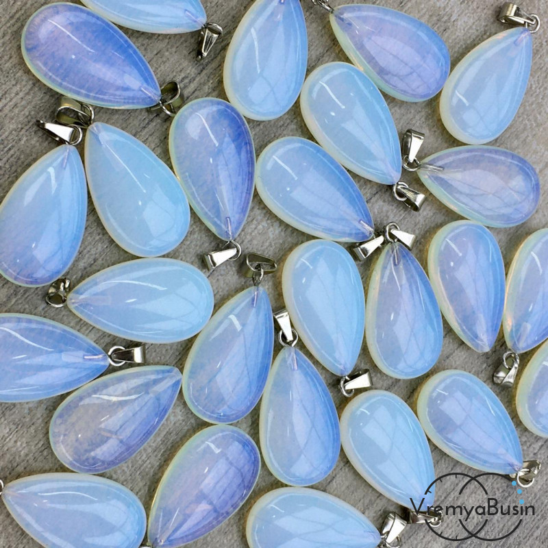 Лунный имитация. Подвески гладкие плоские капли 18х25 мм (2 шт.)