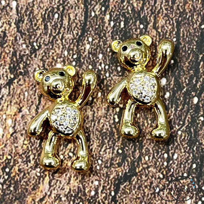 Подвеска из латуни "Медвежонок", 13х20 мм, с позолотой (1 шт.)