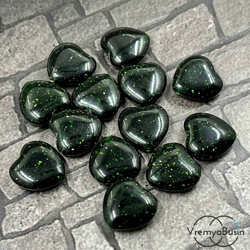 Авантюрин зеленый, сердце гладкое 12 мм (1 шт.)