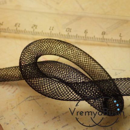Полый шнур из нейлоновой сетки, 8 мм, цв. черный (1 м.)