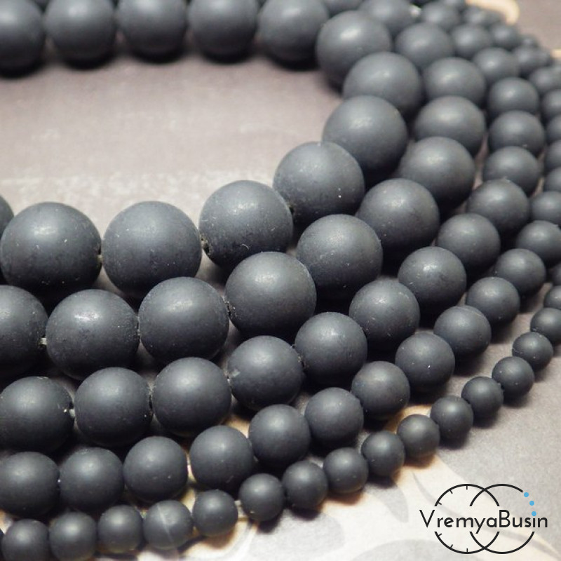 Шунгит черный, шарик гладкий 4-6-8-10-12 мм (1 шт.)