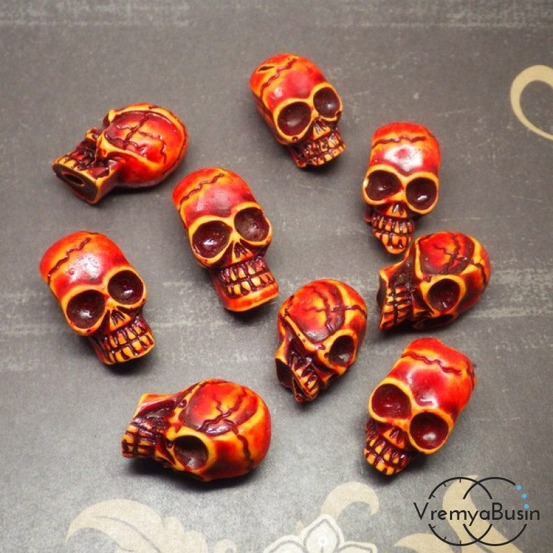 Бусина Череп. Имитация дерева