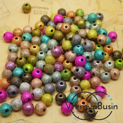 Разноцветные бусины 6 мм с эффектом звездная пыль (10 шт.) Разноцветные бусины 6 мм с эффектом звездная пыль (10 шт.)