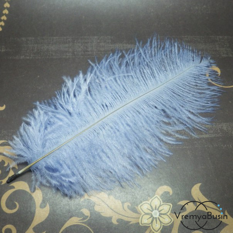 Перо страуса, ок. 15-20 см, цв.    серый       (1 шт.)