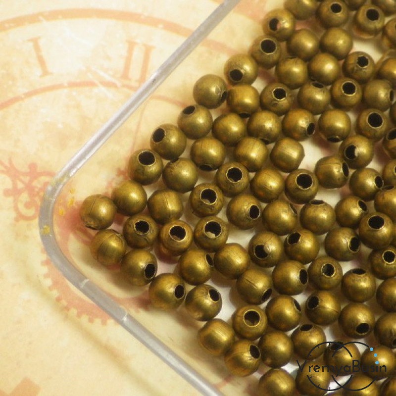 Разделители шарики, 4 мм, цв. бронза (упак. ок. 5 гр.)