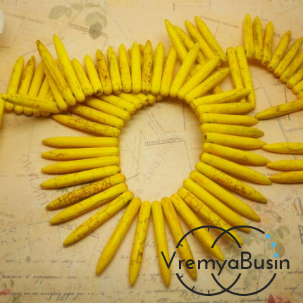 Говлит бусина палочка, цв. желтый 35 мм  (1 шт.)
