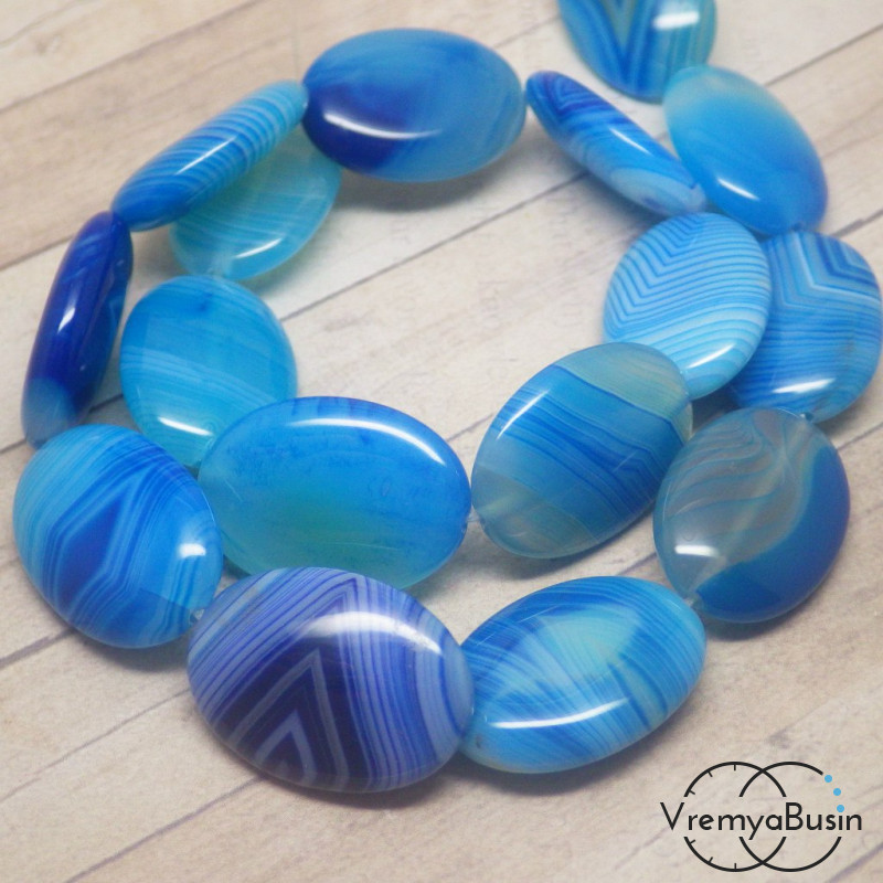 Агат бирюзовый. Гладкий плоский овал 17х24 мм (1 шт.)