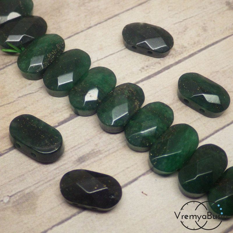 Яшма с пиритом.  Бусины граненые с 2 отверстиями 8х14 мм