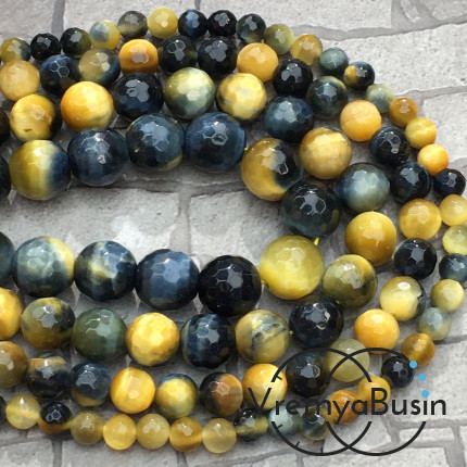 Соколино-тигровый глаз, шарик граненый 6-8-10-12 мм (1 шт.)