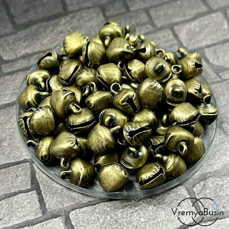 Бубенчики металлические, 6х8 мм, цв. бронза (упак. 10 шт.)