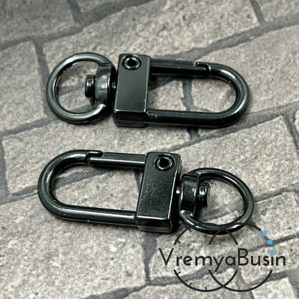 Карабин крупный, 32х12 мм, цв. черный  (1 шт.)