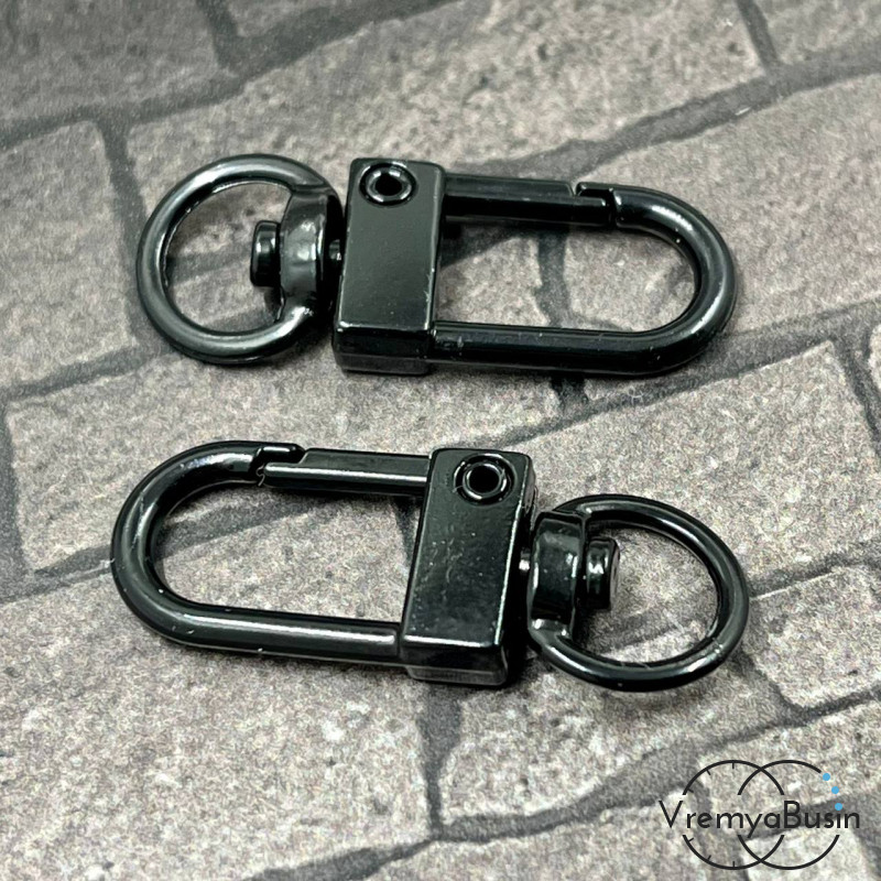 Карабин крупный, 32х12 мм, цв. черный  (1 шт.)