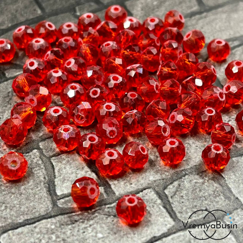 Бусины-рондели из граненого стекла,  4х6 мм (упак. 10  шт.)