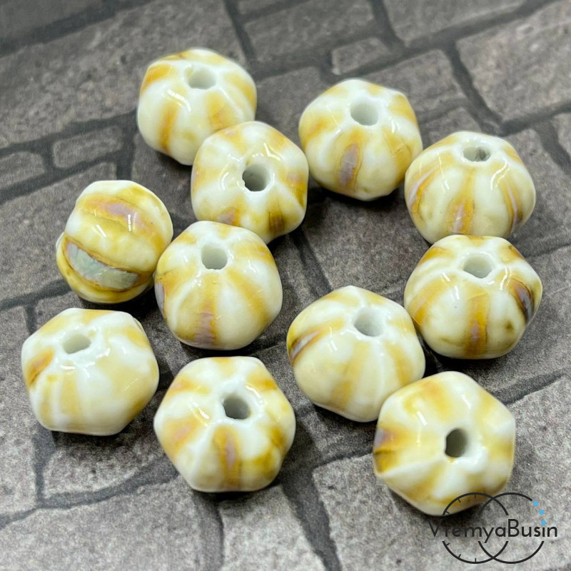 Бусина керамическая с глазурью "Тыква", 10х12 мм  (1 шт.)