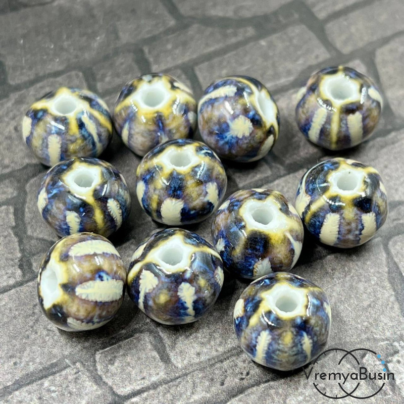 Бусина керамическая с глазурью "Тыква", 10х12 мм  (1 шт.)