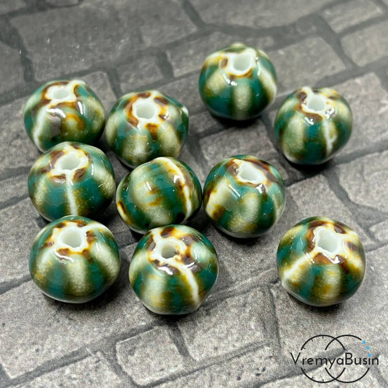 Бусина керамическая с глазурью "Тыква", 10х12 мм  (1 шт.)