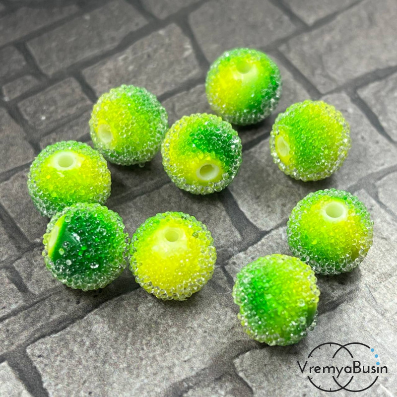 Бусины "Сахарные конфеты", 10 мм, цв. желто-зеленый (1 шт.)
