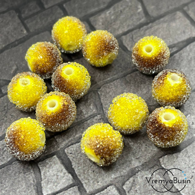 Бусины "Сахарные конфеты", 10 мм, цв. желто-коричневый (1 шт.)