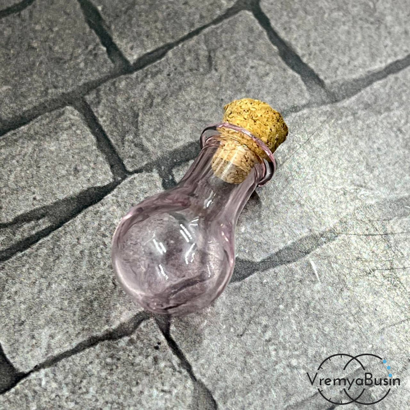 Мини-бутылочка из цветного стекла с пробкой, 14х24 мм  (1 шт.)