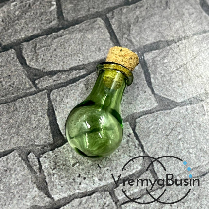 Мини-бутылочка из цветного стекла с пробкой, 14х24 мм  (1 шт.)