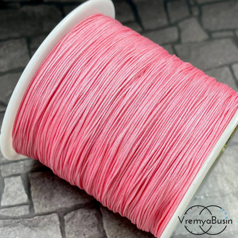 Шнур нейлоновый для браслетов Шамбала, толщ. 0.5 мм, цв. розовый (моток, ок. 20 м.)