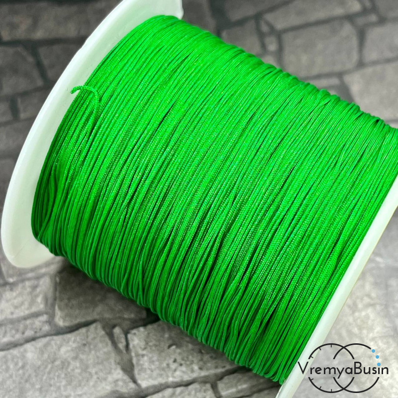 Шнур нейлоновый для браслетов Шамбала, толщ. 0.5 мм, цв. зеленый (моток, ок. 20 м.)