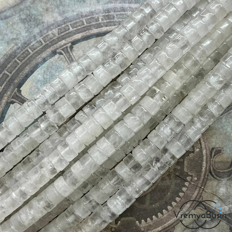 Горный хрусталь. Бусины шайбы гладкие, ок. 4х6 мм (1/2 нити, ок. 50 шт.)