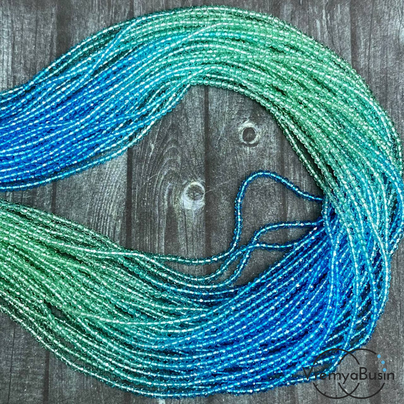 Бусины шарики из стекла с переходом цвета, 2 мм  (нить, ок. 200 шт.)