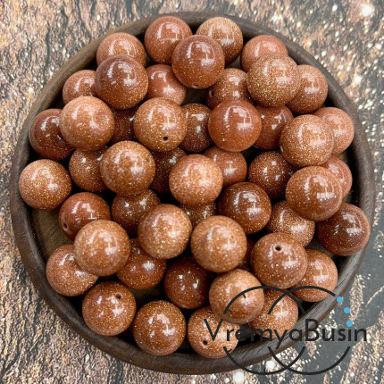 Авантюрин коричневый, полупросверленные бусины шарики 12 мм (1 шт.)